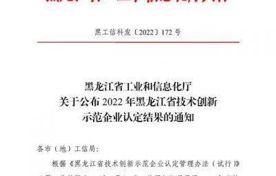 寶泰隆成功入選2022年黑龍江省技術(shù)創(chuàng  )新示范企業(yè)